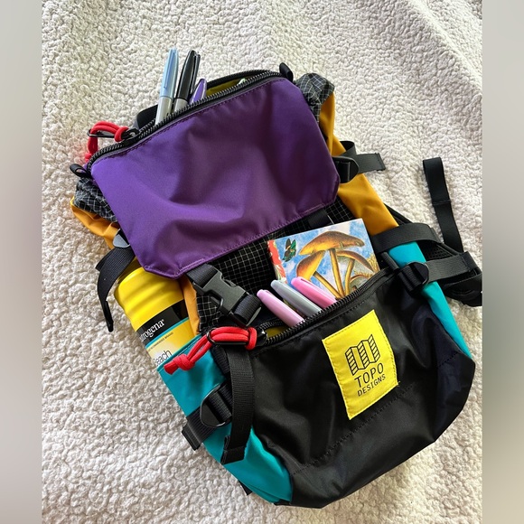 Like New! Topo Designs Mini Rover Backpack Ripstop/Black/Purple Retro Unisex - Picture 6 of 15